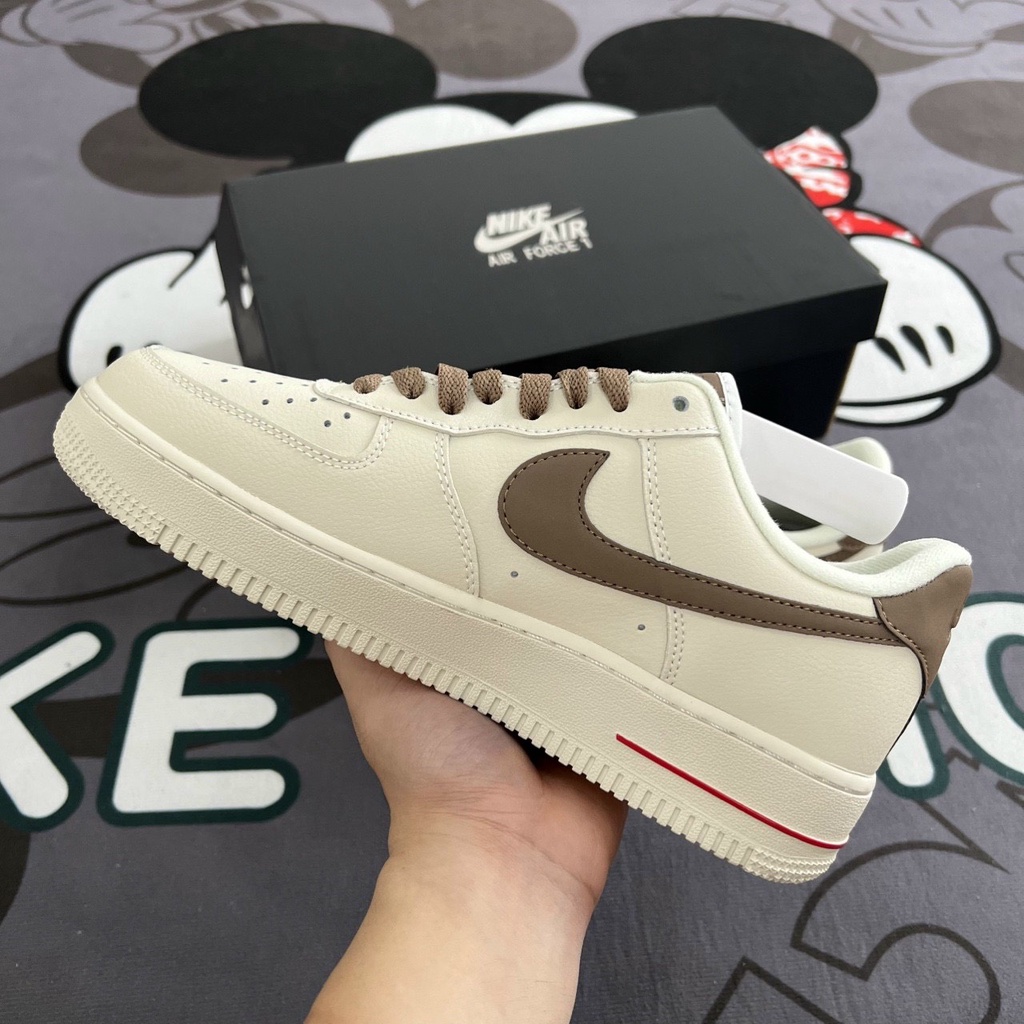Giày AF1 vệt nâu, nike air force 1 nâu trắng bản cao cấp. Tặng box bảo vệ Hỗ trợ đổi size.