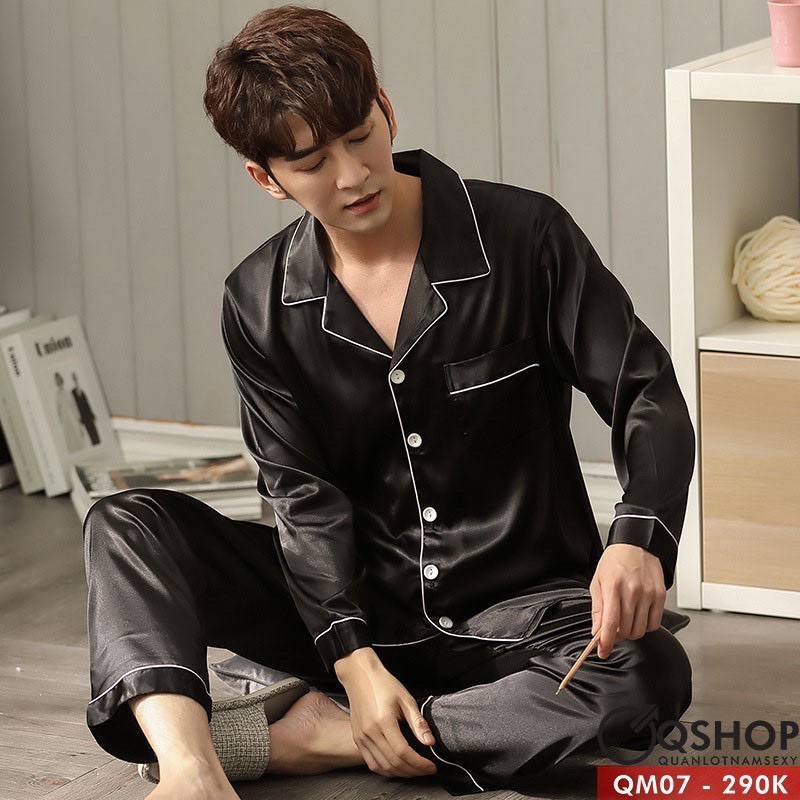 Bộ Mặc Nhà Nam Nữ Uniex Trơn Dài Tay Chất Lụa Siêu Mềm  P0