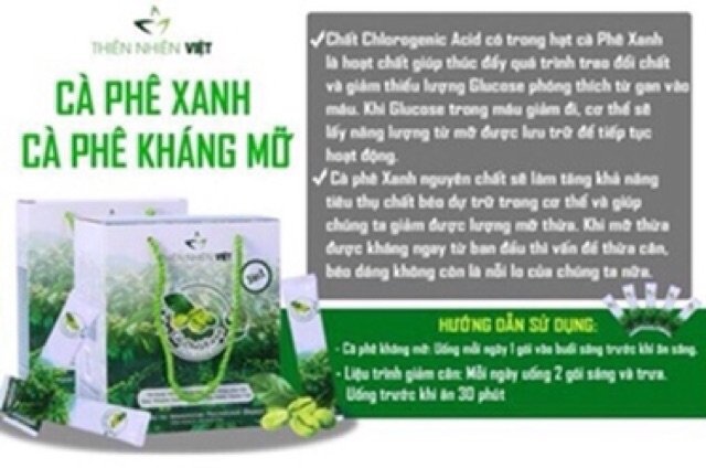 CÀ PHÊ XANH Kháng mỡ hổ trợ giảm cân