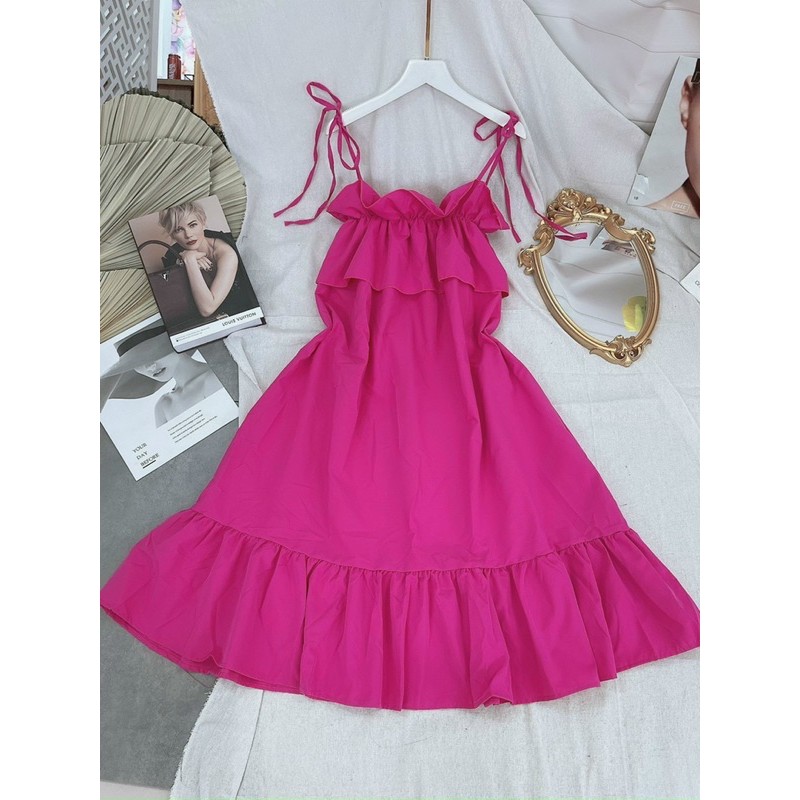 Đầm Xoè Nữ Dáng Công Chúa Cột Nơ Vải Lụa Thô Đũi Cao Cấp [ Bầu Bì Mặc Thoải Mái] | BigBuy360 - bigbuy360.vn