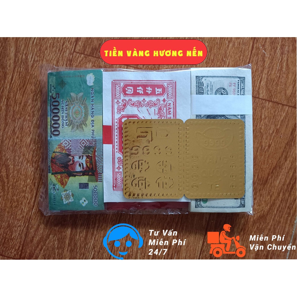 Đồ thờ cúng Tiền vàng mã loại thếp gồm thiếc xu bạc đô polyme và vàng JIC 999 - Shop Tiền Vàng Hương Nến Tiền Vàng