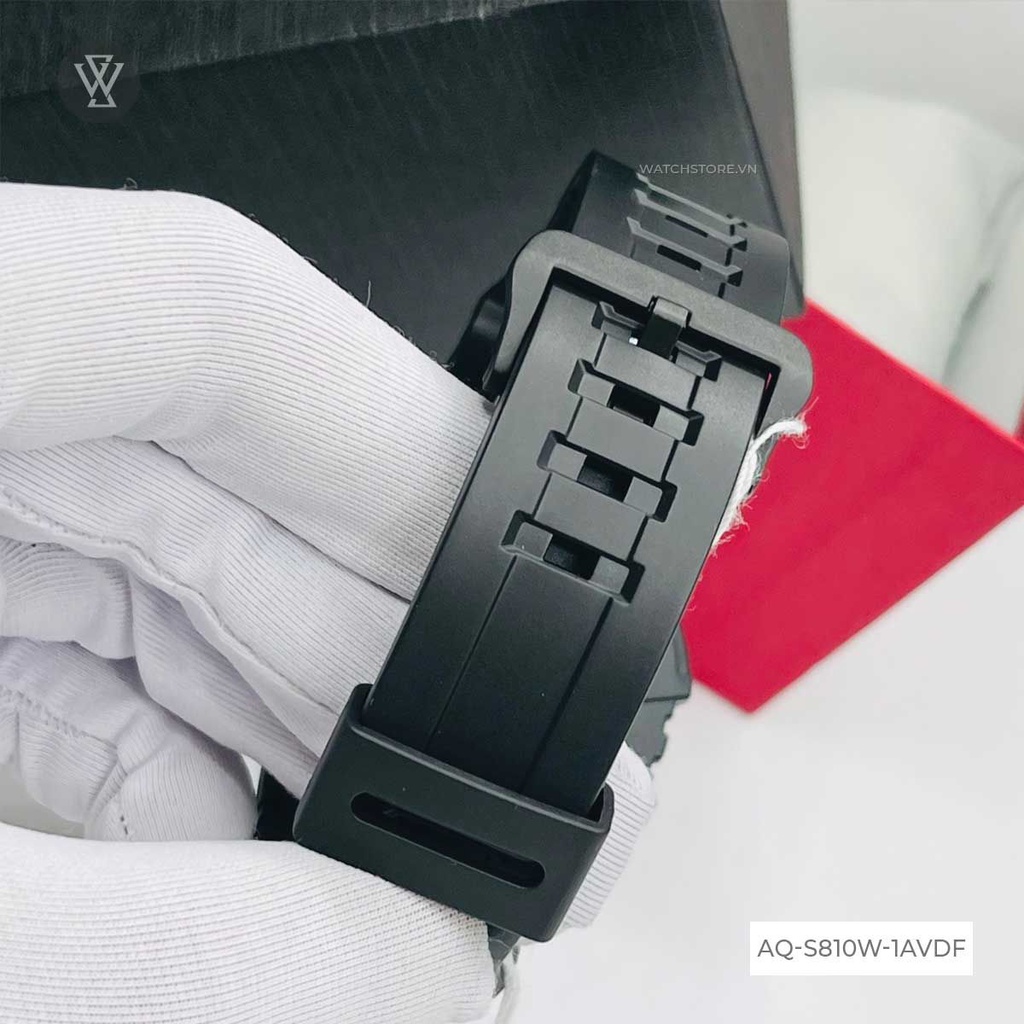 Đồng Hồ Năng Lượng Mặt Trời Nam Casio WATCHSTORE AQ-S810W-1AVDF, Kính Nhựa 46.6mm, Màu Đen Cá Tính Thời Thượng