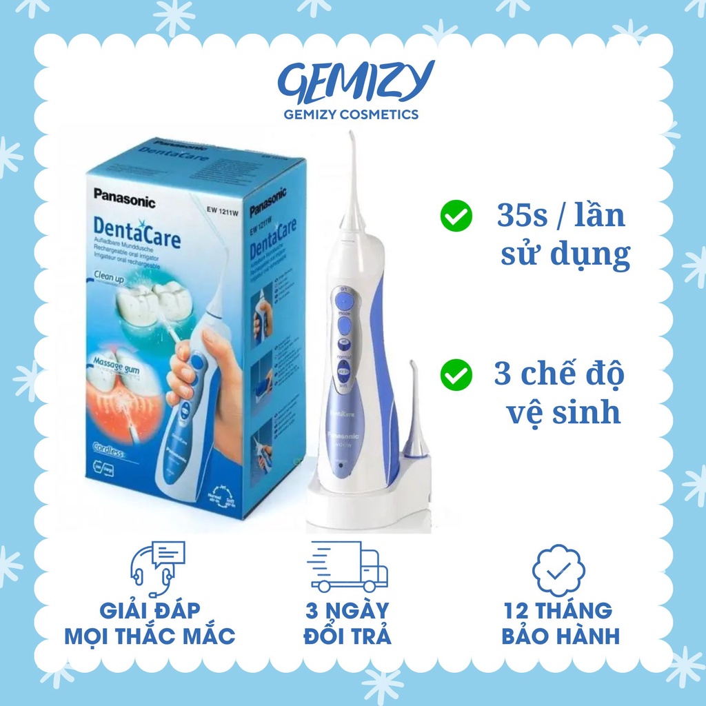 Máy tăm nước Panasonic EW1211 Đức vệ sinh răng miệng cầm tay dùng sạc pin - Gemizy Shop