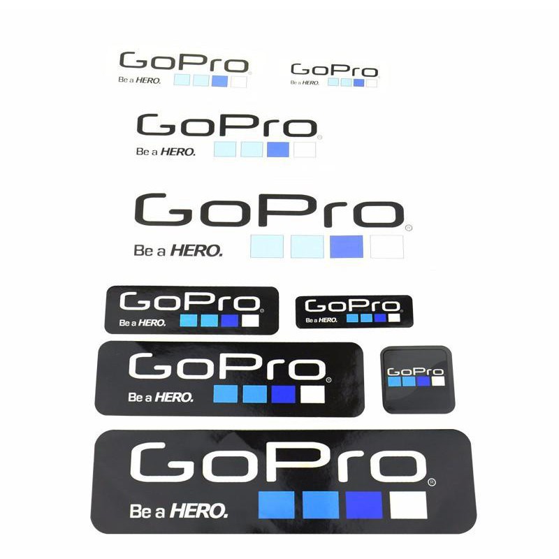 HOT [Hot hòn họt] Bộ 9 Miếng dán Logo Gopro đẹp mắt, miếng dán camera hành trình logo gopro, phụ kiện camera hành trình