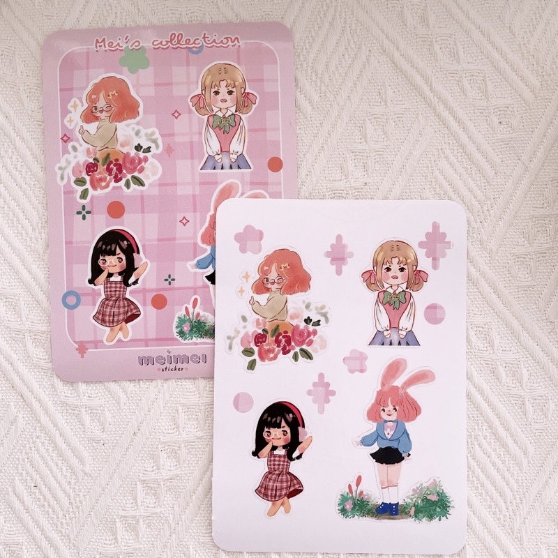 Meimei Sticker - Mei’s Collection - Set sticker cô gái xinh xắn tông hồng trang trí sổ