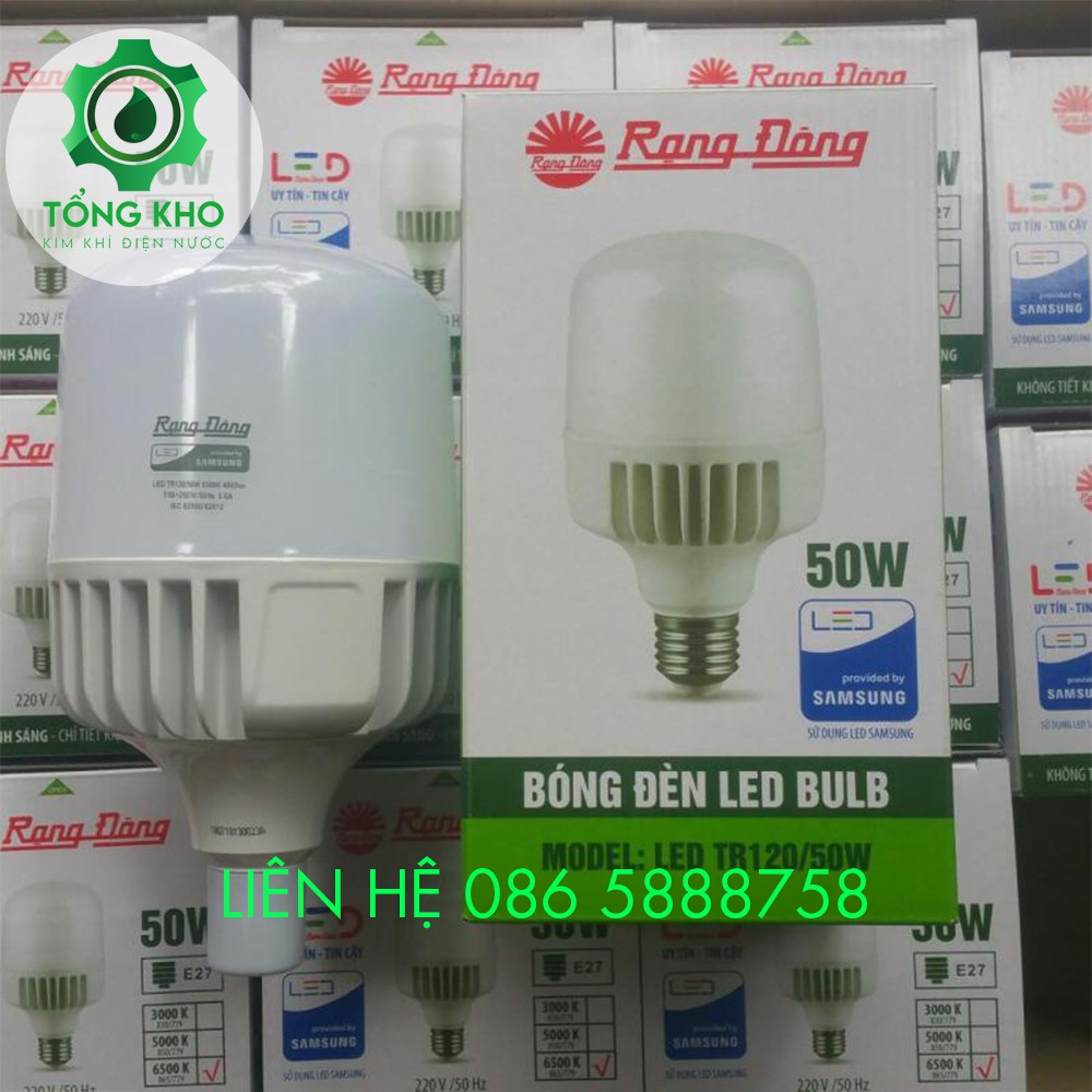 Bóng đèn LED Bulb trụ nhôm đúc Rạng Đông 50W, 40W - Tổng kho kim khí điện nước