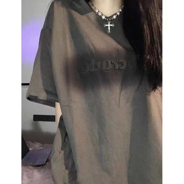 Áo Thun Tay Ngắn In Chữ Kiểu Vintage Mỹ Dễ Phối Đồ Cho Nữ