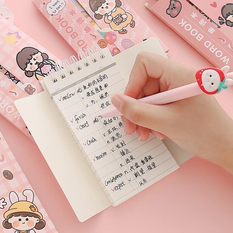 Bộ 80 Tờ Sổ Tay Ghi Chú In Họa Tiết Hoạt Hình Dễ Thương Cho Bé Gái