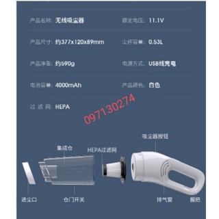 Máy hút bụi cầm tay VACUUM CLEANER CÔNG SUẤT LỚN 15000Pa (bản màu trắng)