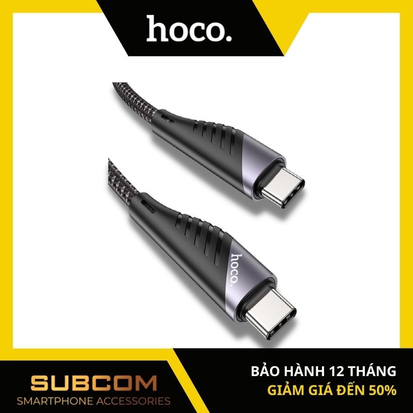 Dây sạc nhanh Samsung Type C to Type C Hoco U95 sạc nhanh có thể đạt 60W (20V/3A) dây dù 2 đầu chống đứt - SUBCOM