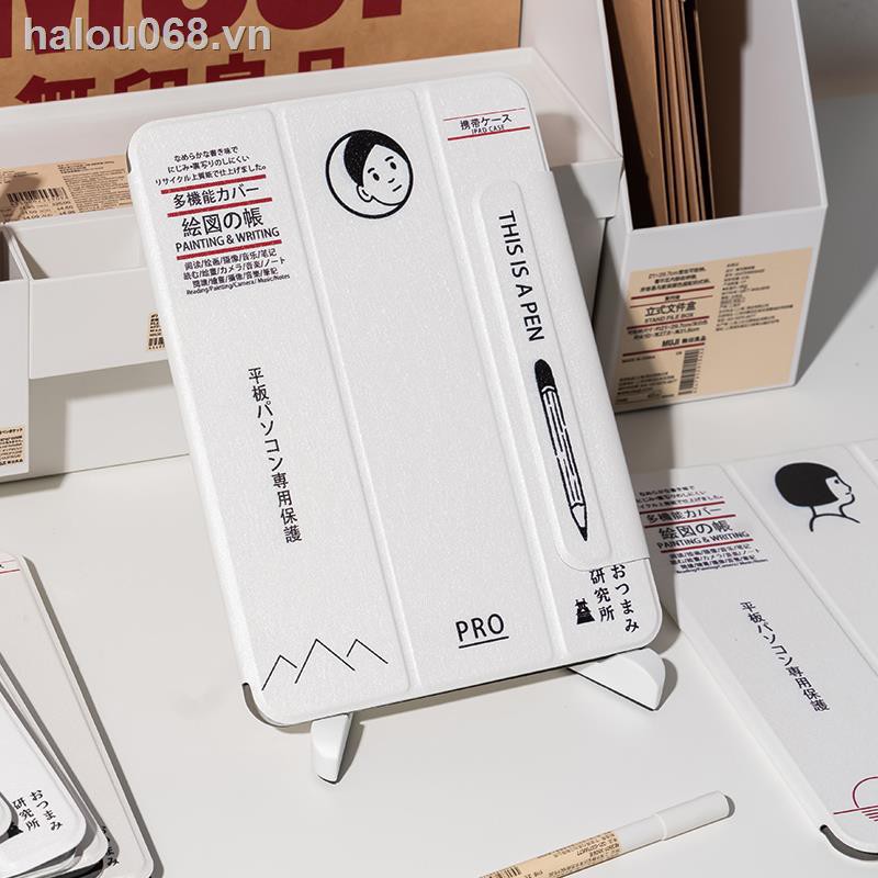 Ốp máy tính bảng gập 3 khóa từ tính có ngăn bút cho Ipad 12.9 11" 10.2" 2018 9.7 mini 4 5 air 4/5 10.9 10.5 2021