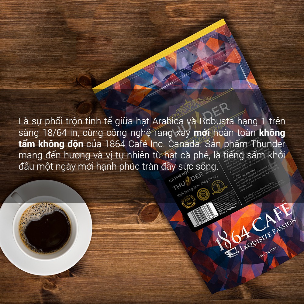 Combo 02 Bao Cà Phê Rang Xay Thunder No.1 Trọng lượng 454g - 1864 CAFÉ | BigBuy360 - bigbuy360.vn