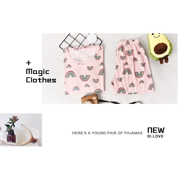 xiaohan korea design short sleeve sleepwear sleeping wear female loose round neck summer nightwear set pajama | BigBuy360 - bigbuy360.vn