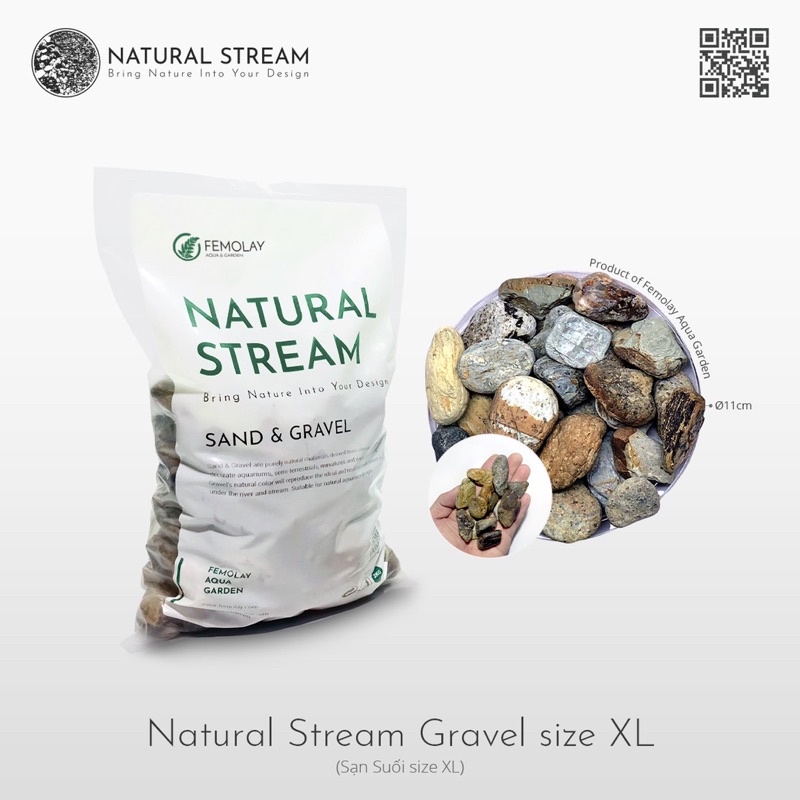 Sạn Suối &amp; Cát Suối Femolay|Bao 2KG| Trang trí trải nền bể thủy sinh, Biotope.