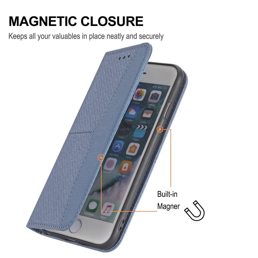 Bao da từ tính Flip Wallet Case cho điện thoại Samsung Galaxy A23 A33 A53 A73 5G A12 A32 A52 A52S 4G 5G