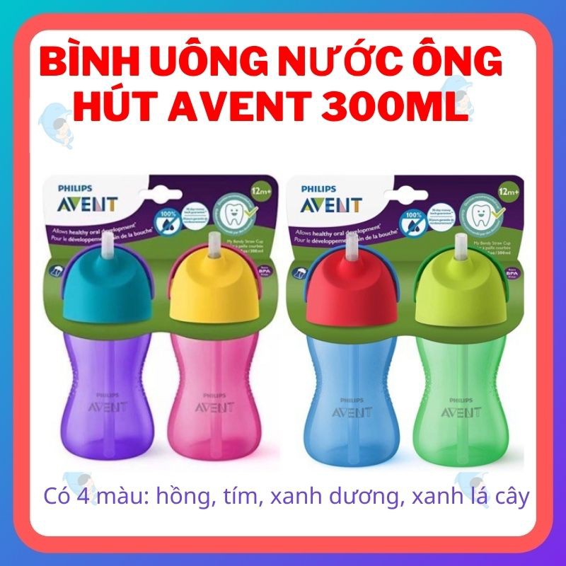 Bình Uống Nước Có Ống Hút Avent, Dốc Ngược Không Chảy Nước Không BPA Cho Bé Uống Nước, Sữa, Nước Trái Cây 200ml/300ml