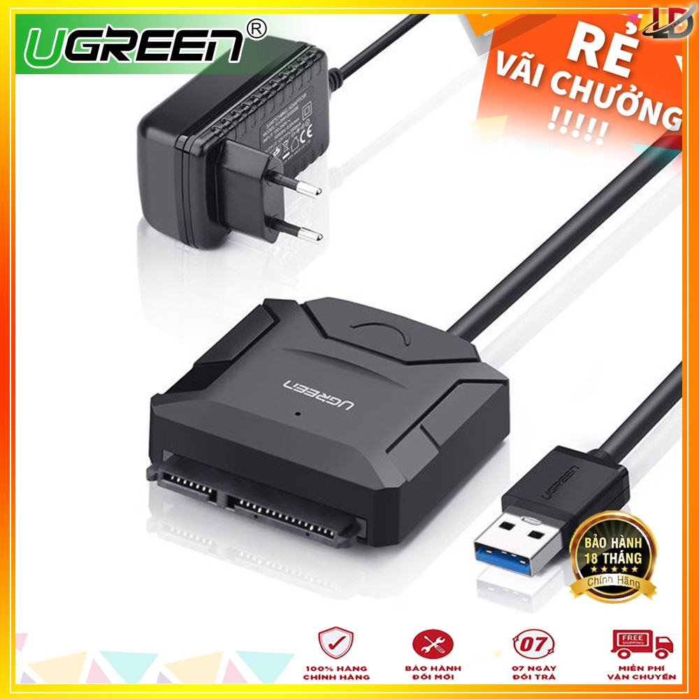 Cáp USB 3.0 To Sata Ugreen 20611,20231 Dùng Cho HDD/SSD 2,5&quot; 3,5&quot; Có Nguồn Phụ