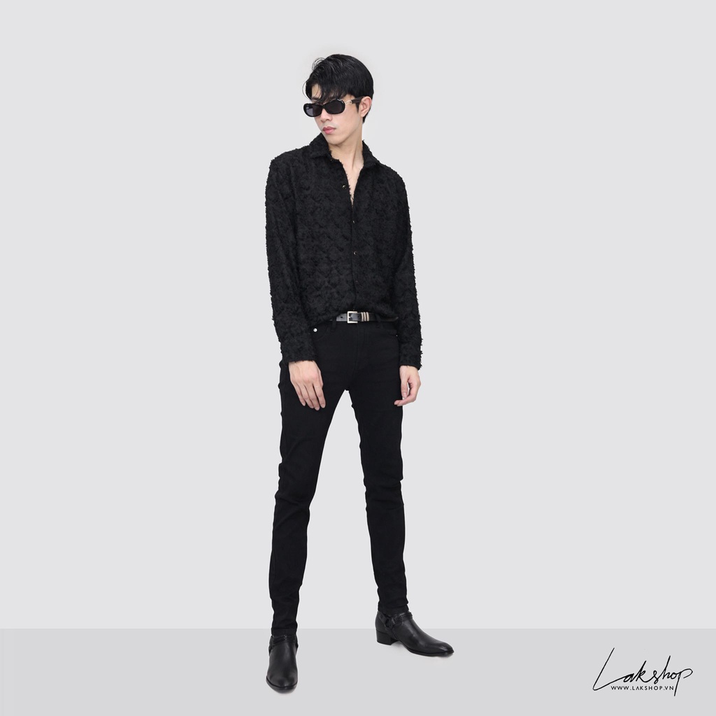 Áo sơ mi tua rua Lak Studios Ziczac Tassels Black Shirt