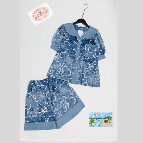 Đồ bộ pijama Lokishop tay ngắn quần ngắn in họa tiết CHỮ, chất vải bận thoải mái mát mẻ từ lụa Mango cao cấp | BigBuy360 - bigbuy360.vn