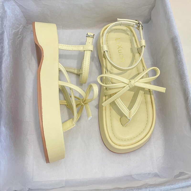 Dép Sandal Ulzzang LOẠI 1 - Giày tiểu thư quai hậu buộc nơ đế cao chuẩn hàng quảng châu