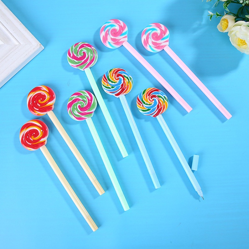 Set 20 Bút Mực Gel Đen Hình Kẹo Mút Sáng Tạo Có Thể Nạp Lại