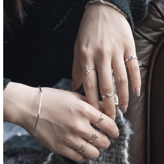 Nhẫn Ngón Út-Ngón Chân Bạc 925-KaT Jewelry-Xoắn Đính Gem Cao Cấp