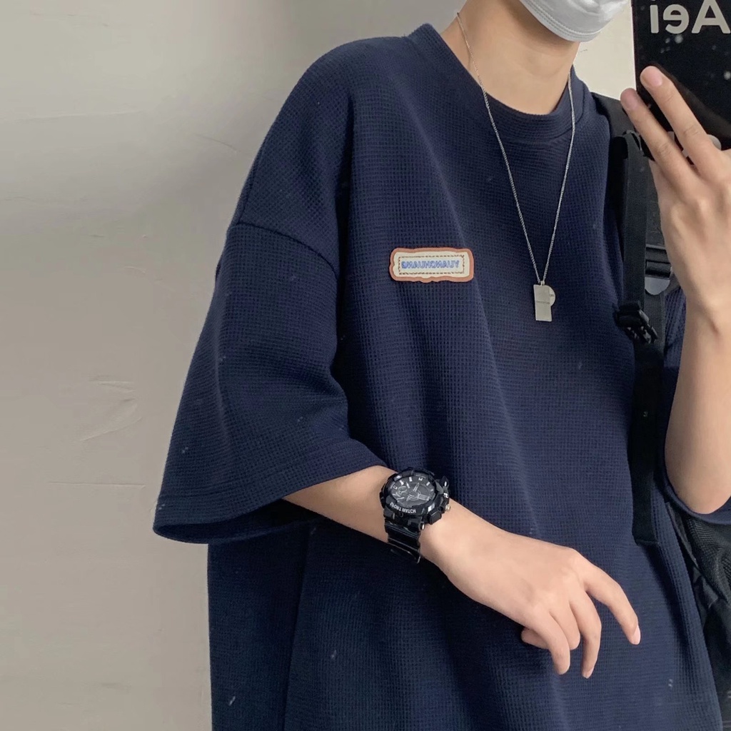 Áo Thun Dệt Kim Ngắn Tay In Hình Thời Trang Mùa Hè Hàn Quốc Dành Cho Nam