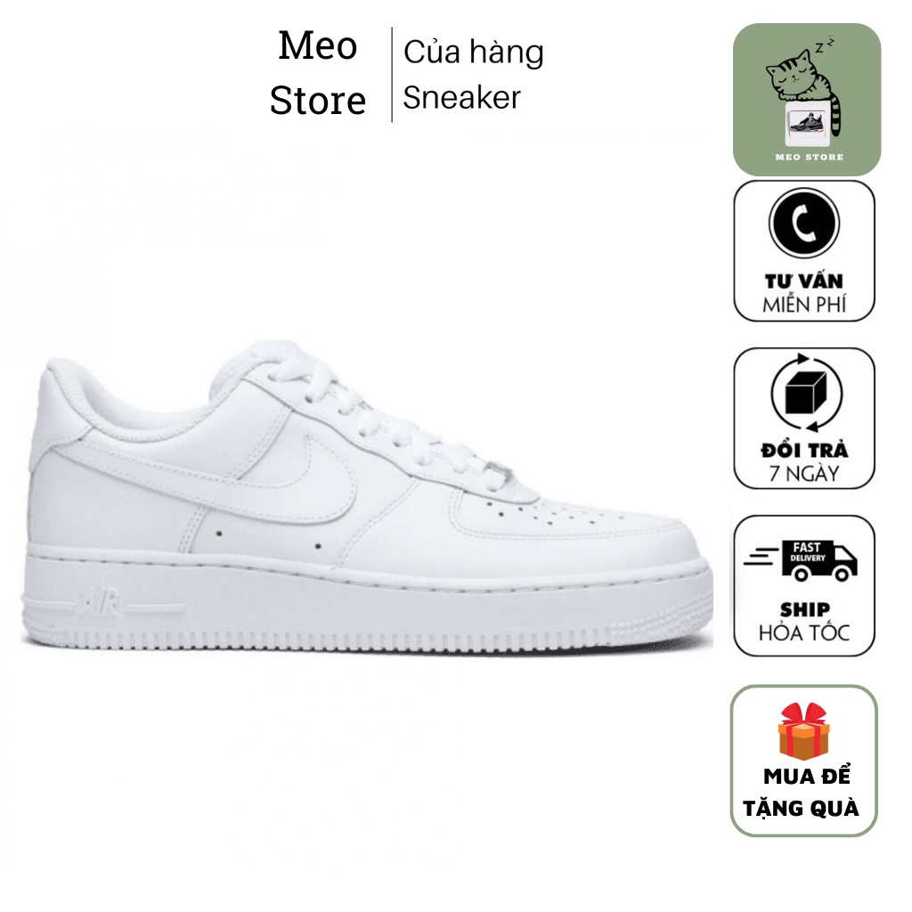 Giày Af1 trắng, giày thể thao trắng nam nữ cổ thấp full bill-hộp, đủ size 36-43