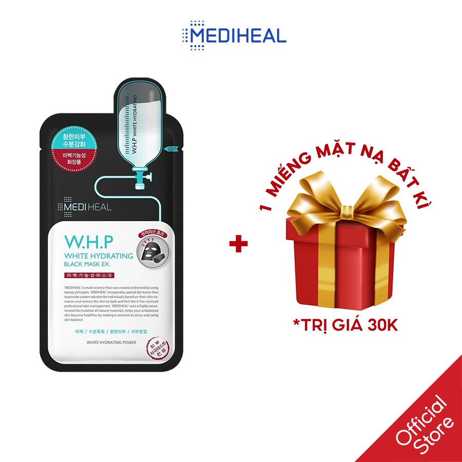 Mặt Nạ Than Hoạt Tính Giúp Làm Trắng Da Mediheal W.H.P White Hydrating Black Mask Ex 25ml [K10]