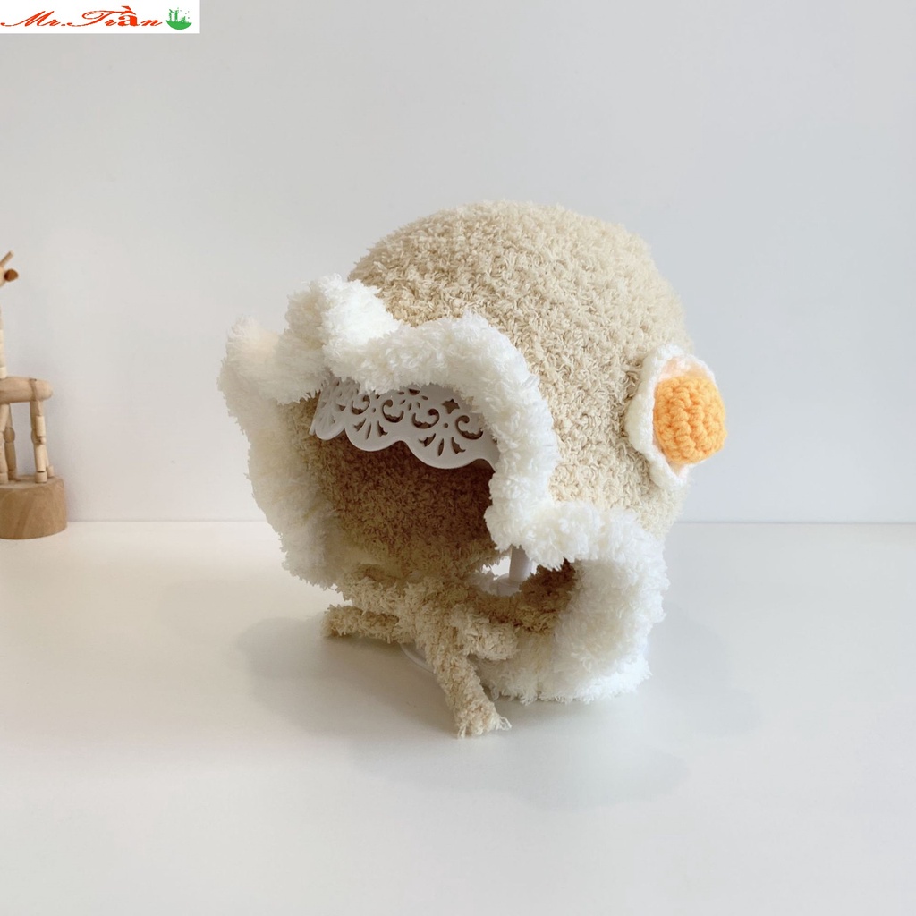 Mũ len ấm áp cho bé trai bé gái đội mùa đông lạnh giúp giữ ấm đầu mã hình Viên Kẹo phù hợp từ 5 tháng đến 2,5 tuôit