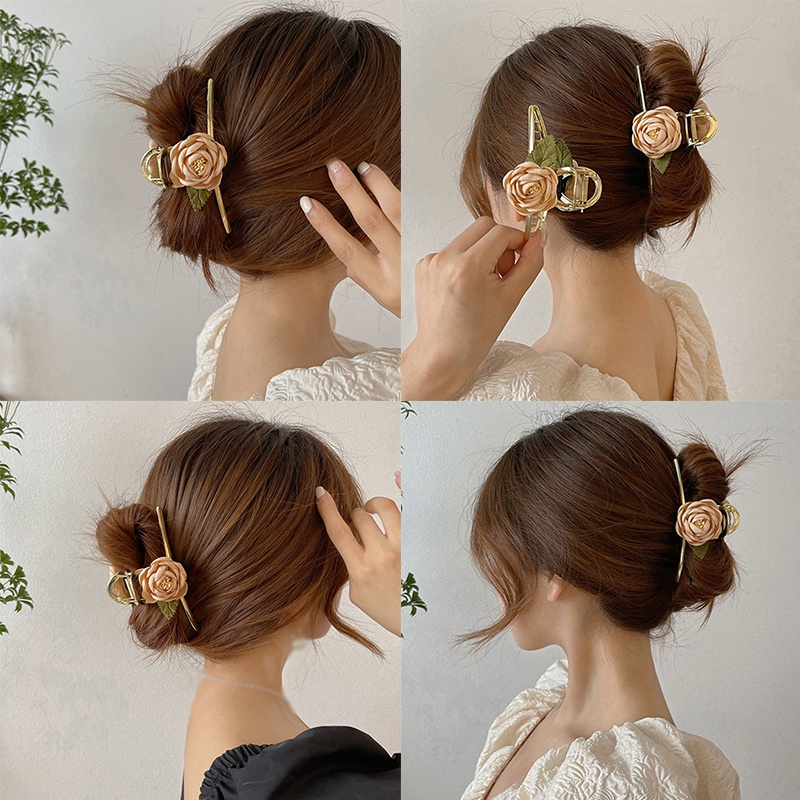 Kẹp Tóc Hình Hoa Hồng Thanh Lịch Thời Trang Kiểu Pháp Cho Nữ