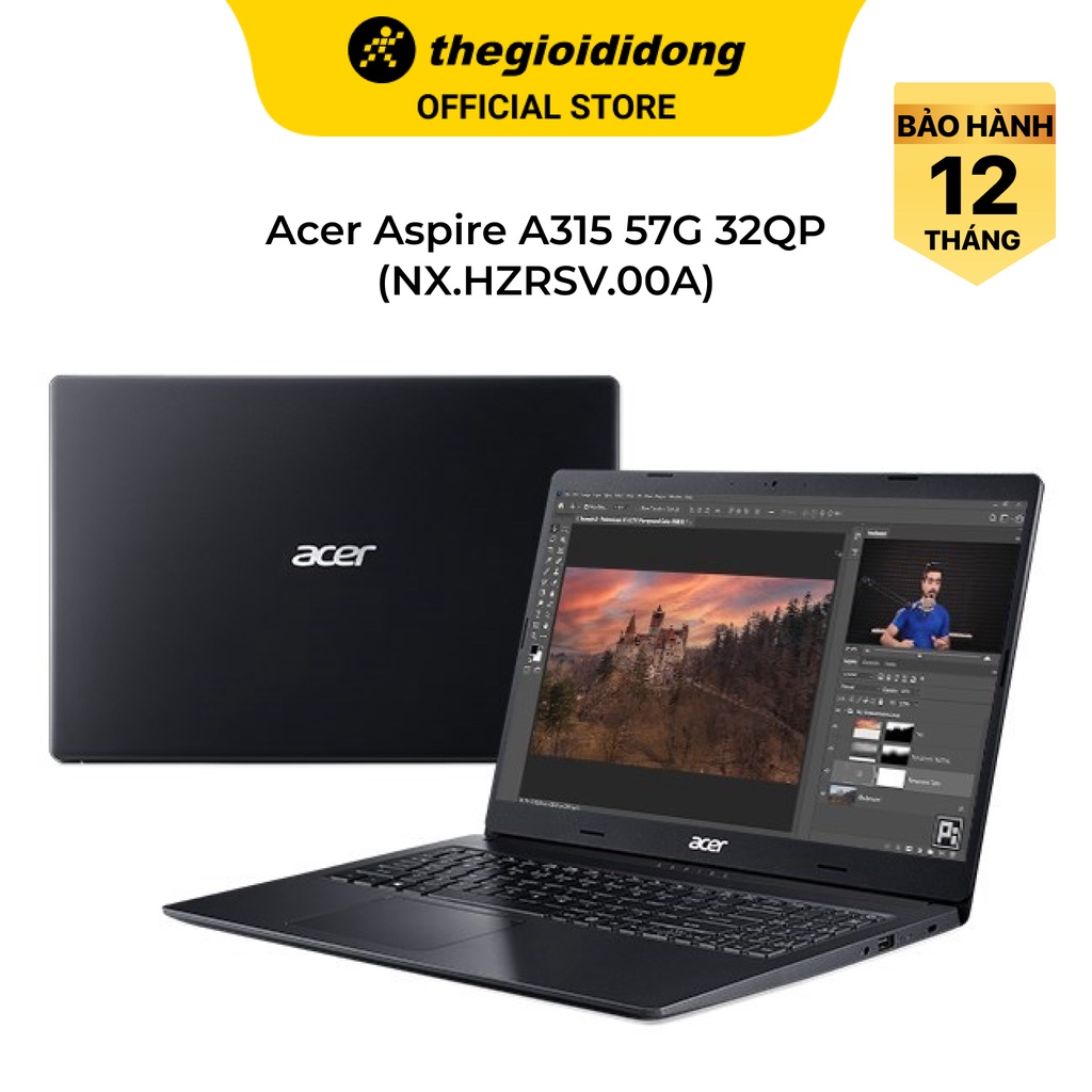 Laptop Acer Aspire A315 57G 32QP i3 1005G1/4GB/256GB/2GB MX330/15.6"F/Win11//Đen - Hàng chính hãng