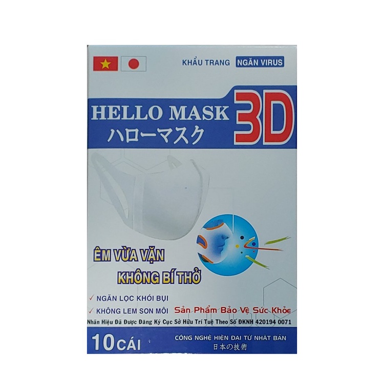 [Hộp 10] Khẩu Trang 3D Hello Mask