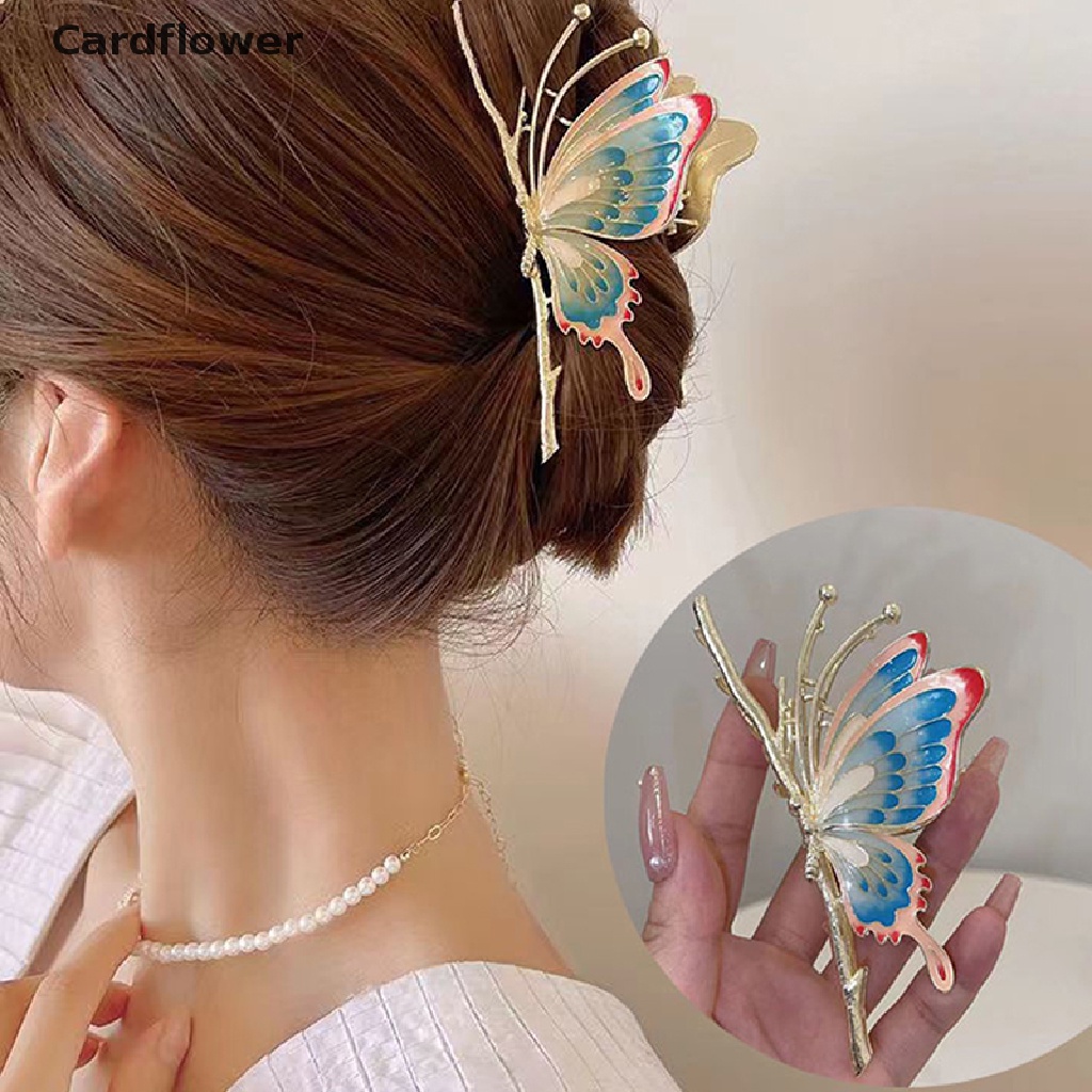 &lt; Cardflower &gt; Kẹp Tóc Bướm / Cua / Cá Mập Bằng Kim Loại Thời Trang Thanh Lịch Cho Nữ Đang Giảm Giá