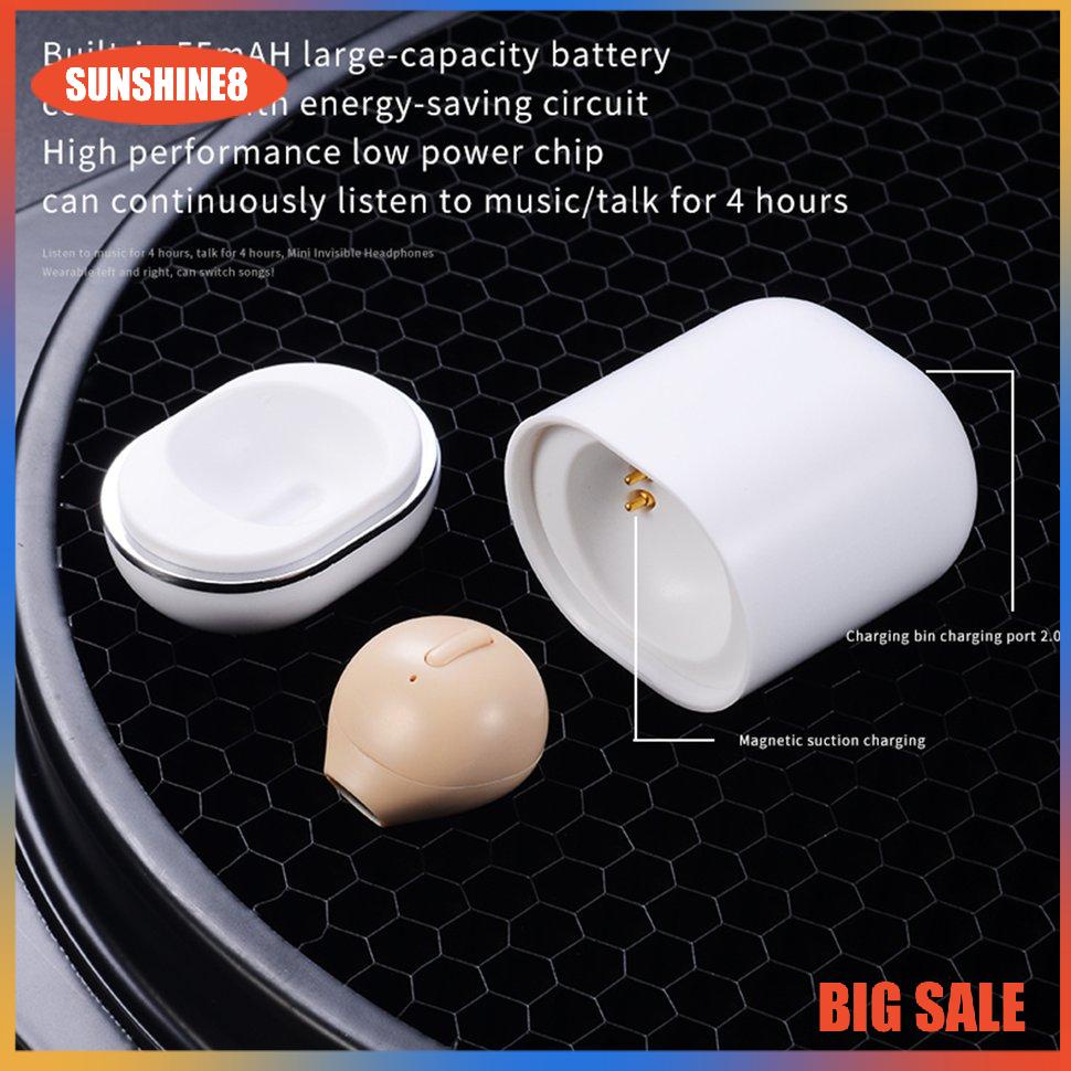 【SUN】X20 Ultra Mini Wireless Single Earphone Small Earphone With Charge Case