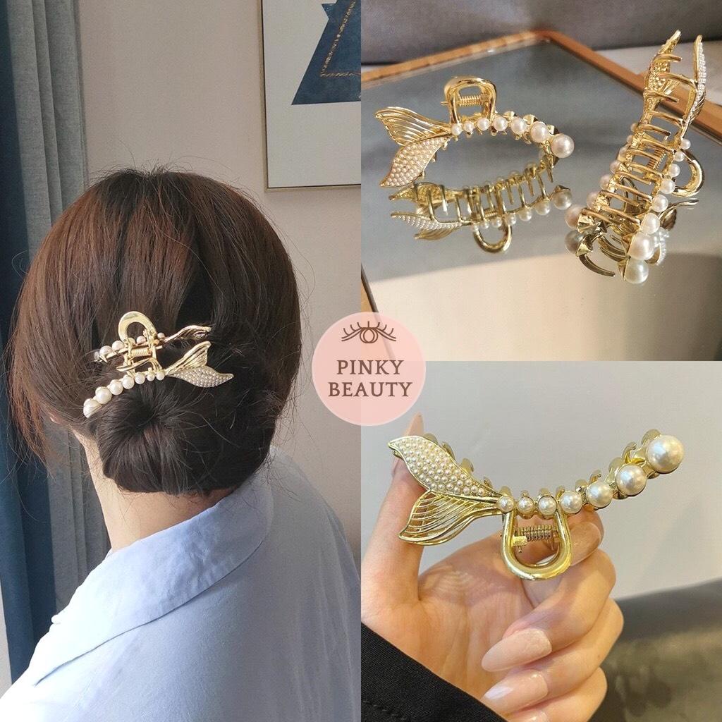 Kẹp Tóc Đuôi Cá Đính Ngọc Trai Nhân Tạo Cài Tóc Sang Chảnh Phong Cách Tiểu Thư Hàn Quốc - Pinky Beauty