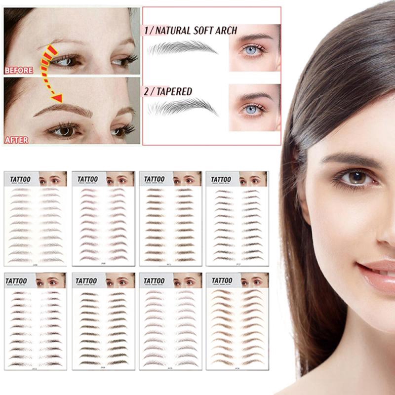 Magic 4D Hair-like Eyebrow Tattoo Sticker False Eyebrows brown color Long Lasting Waterproof Makeup Eye Brow Stickers Cosmetics