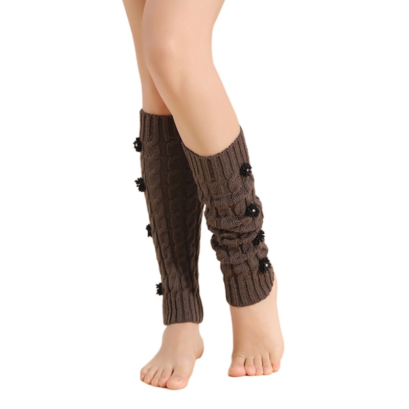 Vỏ Bọc Ống Chân Đan Len Giữ Ấm Mùa Đông Họa Tiết Hoa Giáng Sinh Ngọt Ngào Cho Nữ