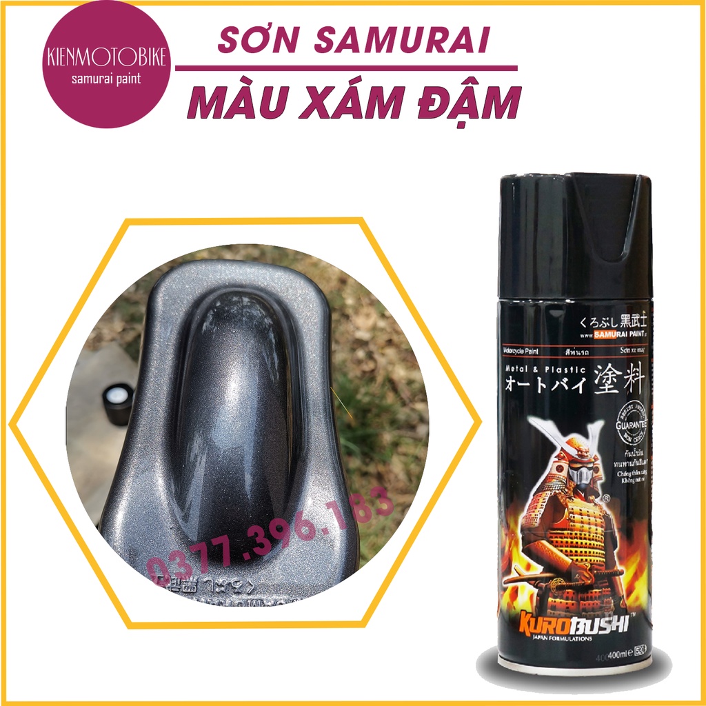 Sơn Samurai màu xám đậm Y367 - chai sơn xịt cao cấp dành cho sơn xe máy