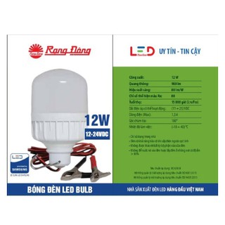 Bóng Đèn LED Kẹp Bình Ắc Quy  Rạng Đông 12V - 24V 12W
