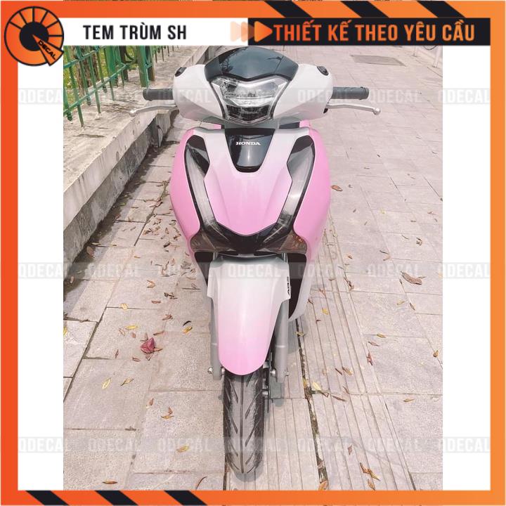 Tem trùm SH trắng hồng nữ tính decal 3 lớp thiết kế theo yêu cầu