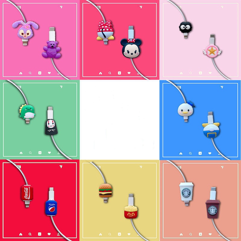 Phụ Kiện Bảo Vệ Đầu Dây Cáp Sạc Hình Hoạt Hình Đáng Yêu Cho Điện Thoại