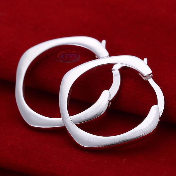 AB New Fashion Jewelry 925 Sterling Silver Flat Square Round Ear Ring Earrings Ear Clip For Women Gi