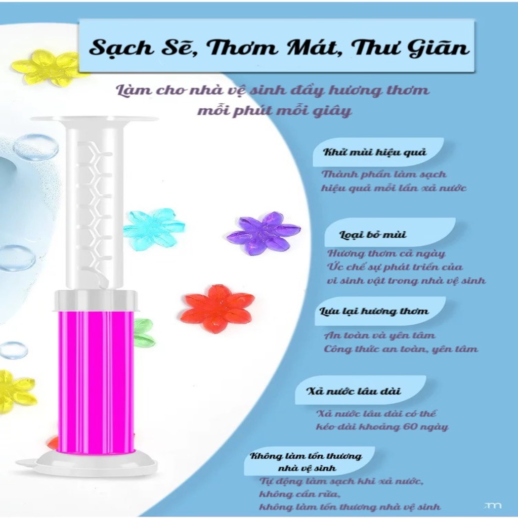 Gel khử mùi bồn cầu CozyBin gel tẩy thơm toilet nhà vệ sinh với 7 mùi thơm tự nhiên đặc biệt 14 bông hoa