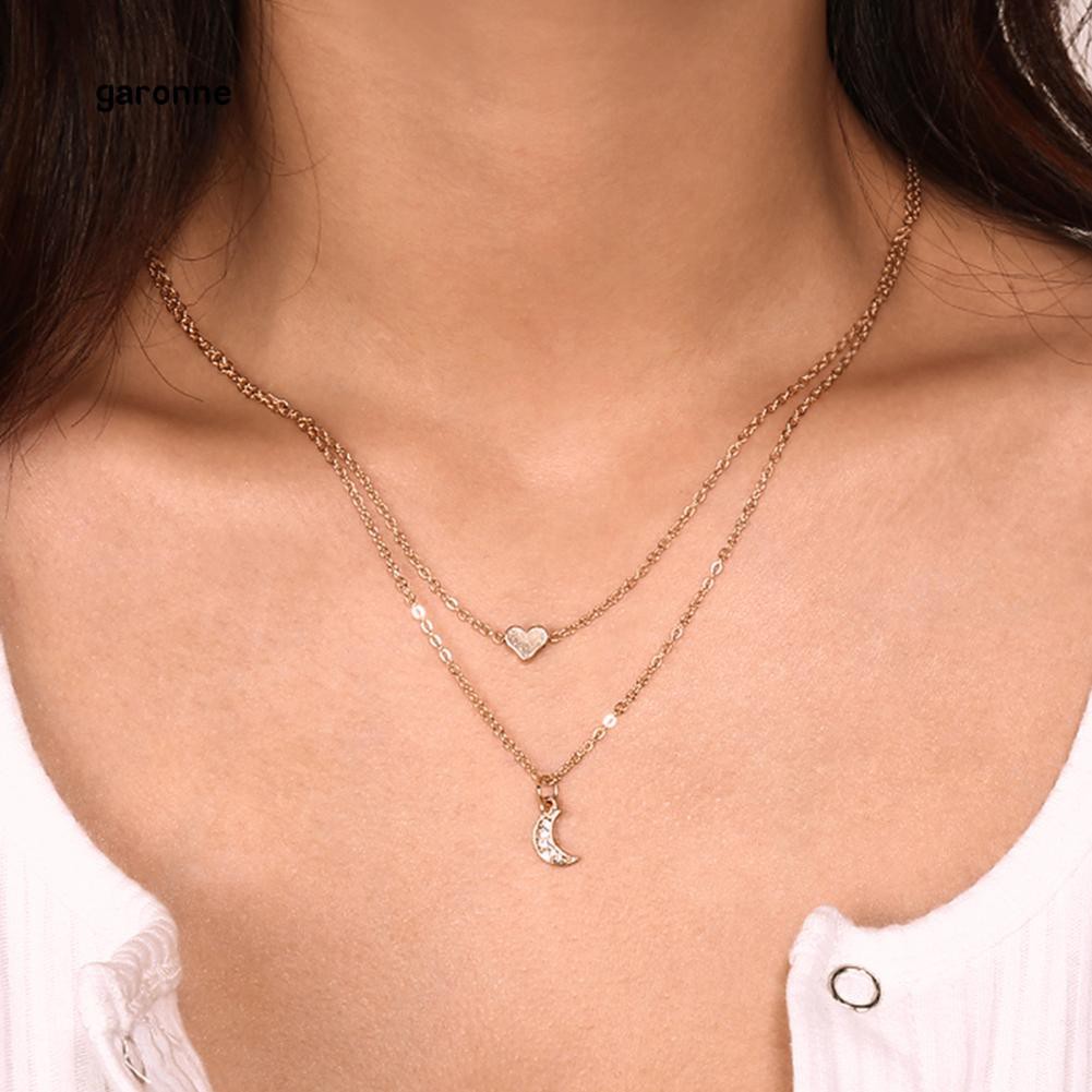 Dây chuyền 2 tầng mặt hình trái tim và ngôi sao độc đáo đẹp mắt cho nữ
