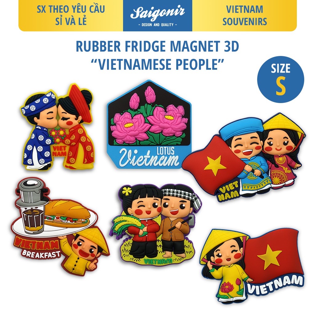 Nam châm Nhựa Dẻo Trang Trí Tủ Lạnh Fridge Magnet Saigonir - Hình Ảnh Con Người Việt Nam - Quà lưu niệm Việt Nam