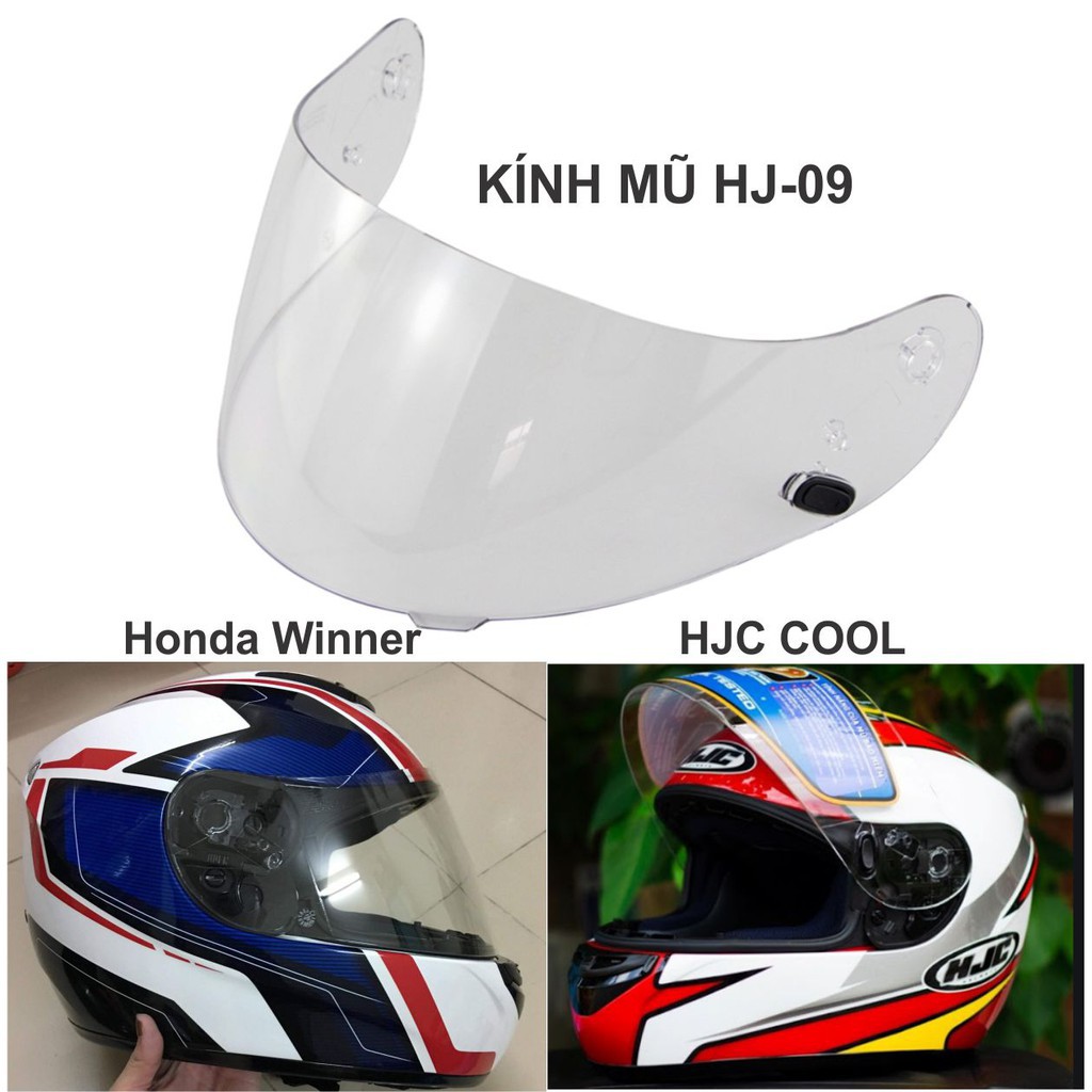 Kính mũ bảo hiểm fullface Winner honda & COOL HJC (màu trong suốt)