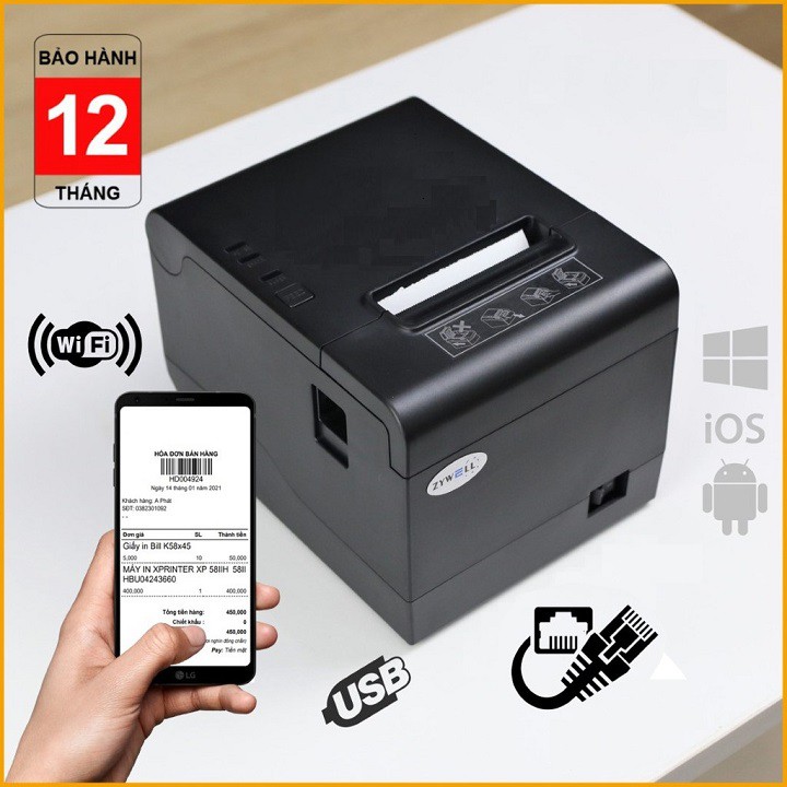 Máy In Hóa Đơn Nhiệt K80 Xprinter A200UL USB+Lan wifi in từ PC và điện thoại