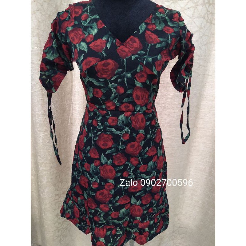 Đầm Lụa Cổ Đắp Chéo Tay Lỡ Rút Dây