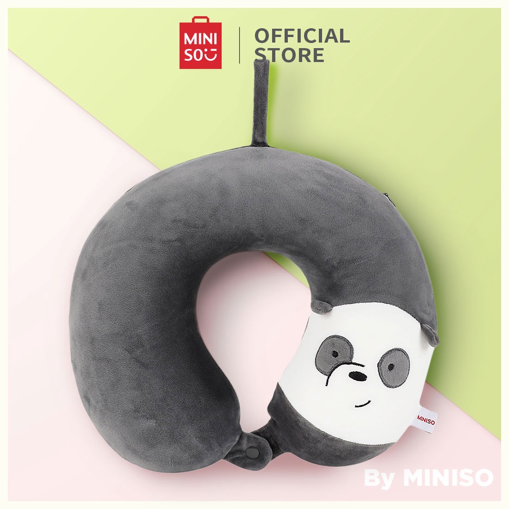 Gối chữ U Miniso We Bare Bears, Panda xám đậm gối cổ văn phòng